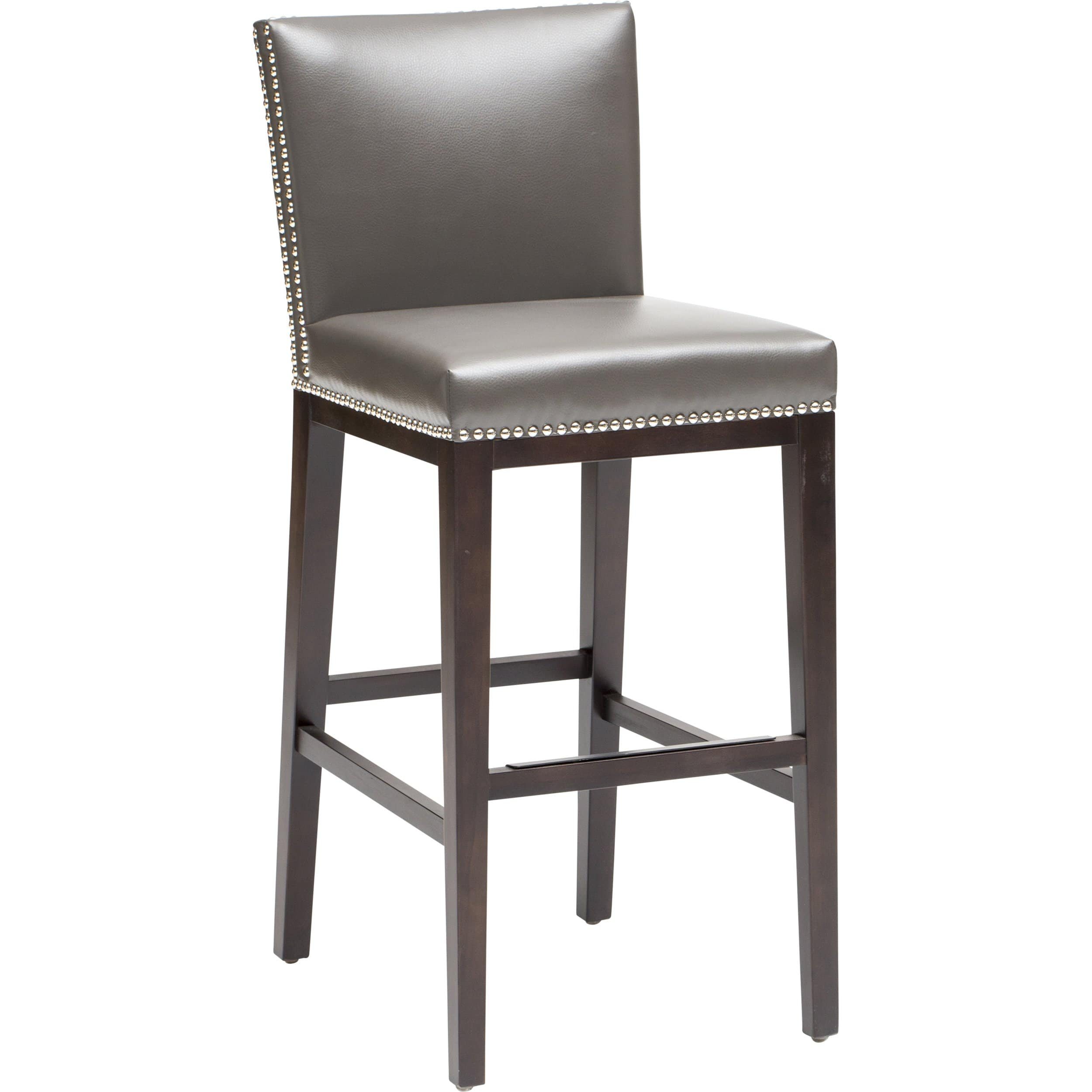 Vintage Bar Stool, Grey Leather