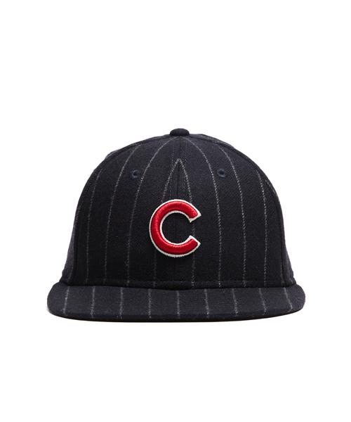 EXCLUSIVE NEW ERA CHICAGO CUBS CAP IN ABRAHAM MOON NAVY WOOL CHALKSTRIPE