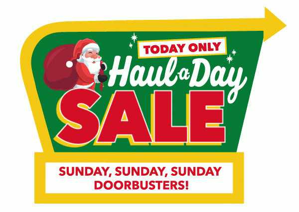 Haul-a-Day. Sunday Sunday Sunday Doorbusters.