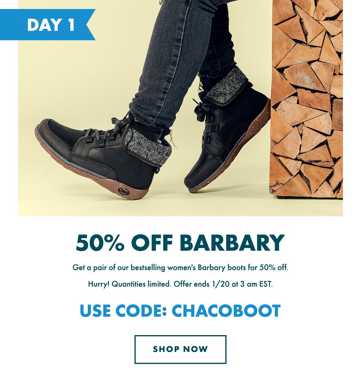50% OFF BARBARY - USE CODE: CHACOBOOT