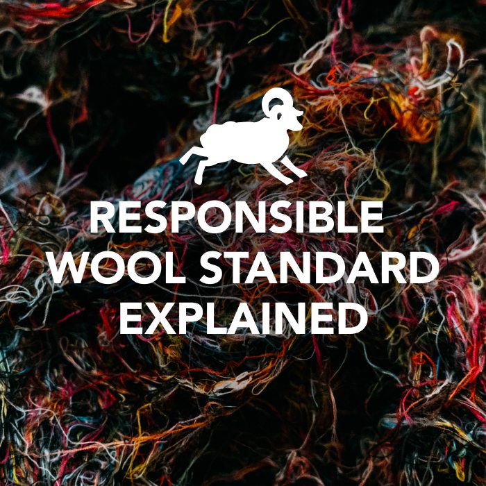 Responsible Wool Standard Explained - title overlays a jumble of soft and colorful yarn scraps