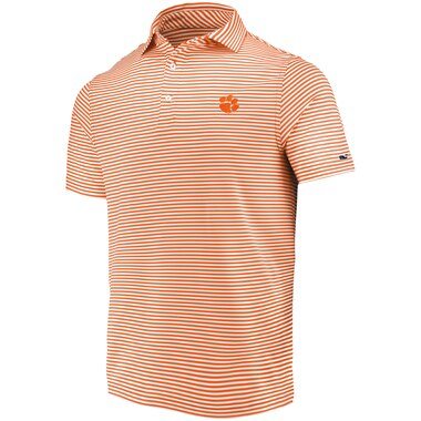 Vineyard Vines Clemson Tigers Orange Winstead Stripe Sankaty Performance Polo