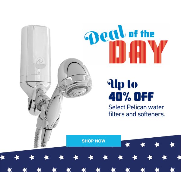 Deal of the Day. Up to 40 percent off select Pelican water filters and softeners.