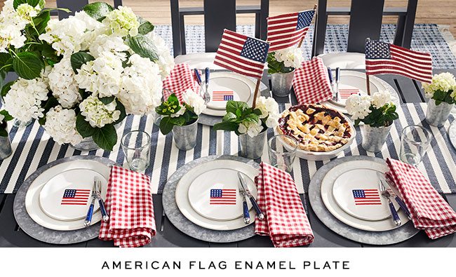 AMERICAN FLAG ENAMEL PLATE