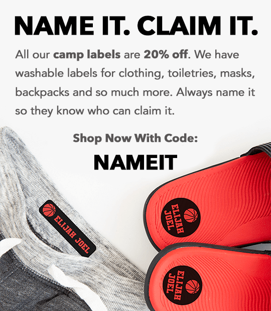 20% off all camp labels with code: NAMEIT