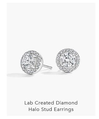 Lab Created Diamond Halo Stud Earrings