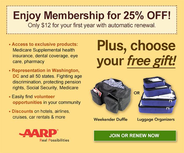 aarp free weekend duffle bag