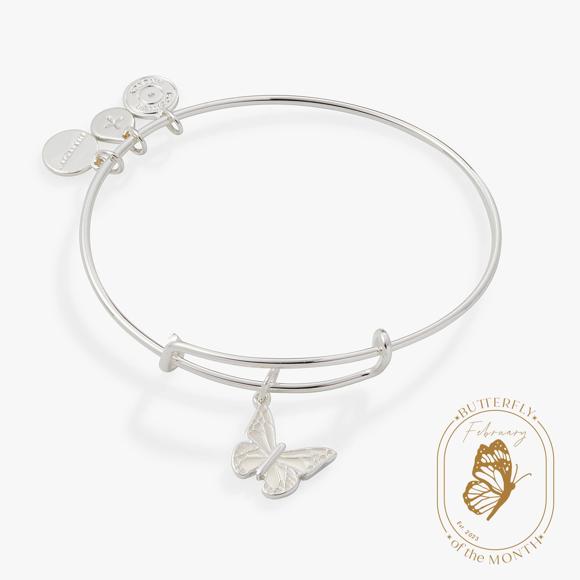 Image of Pearlized Butterfly Charm Bangle