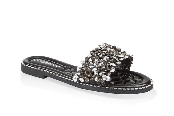 Metallic Detail Slide Sandals