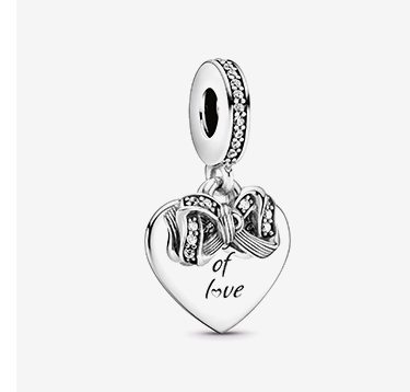 Bow & Love Heart Dangle Charm