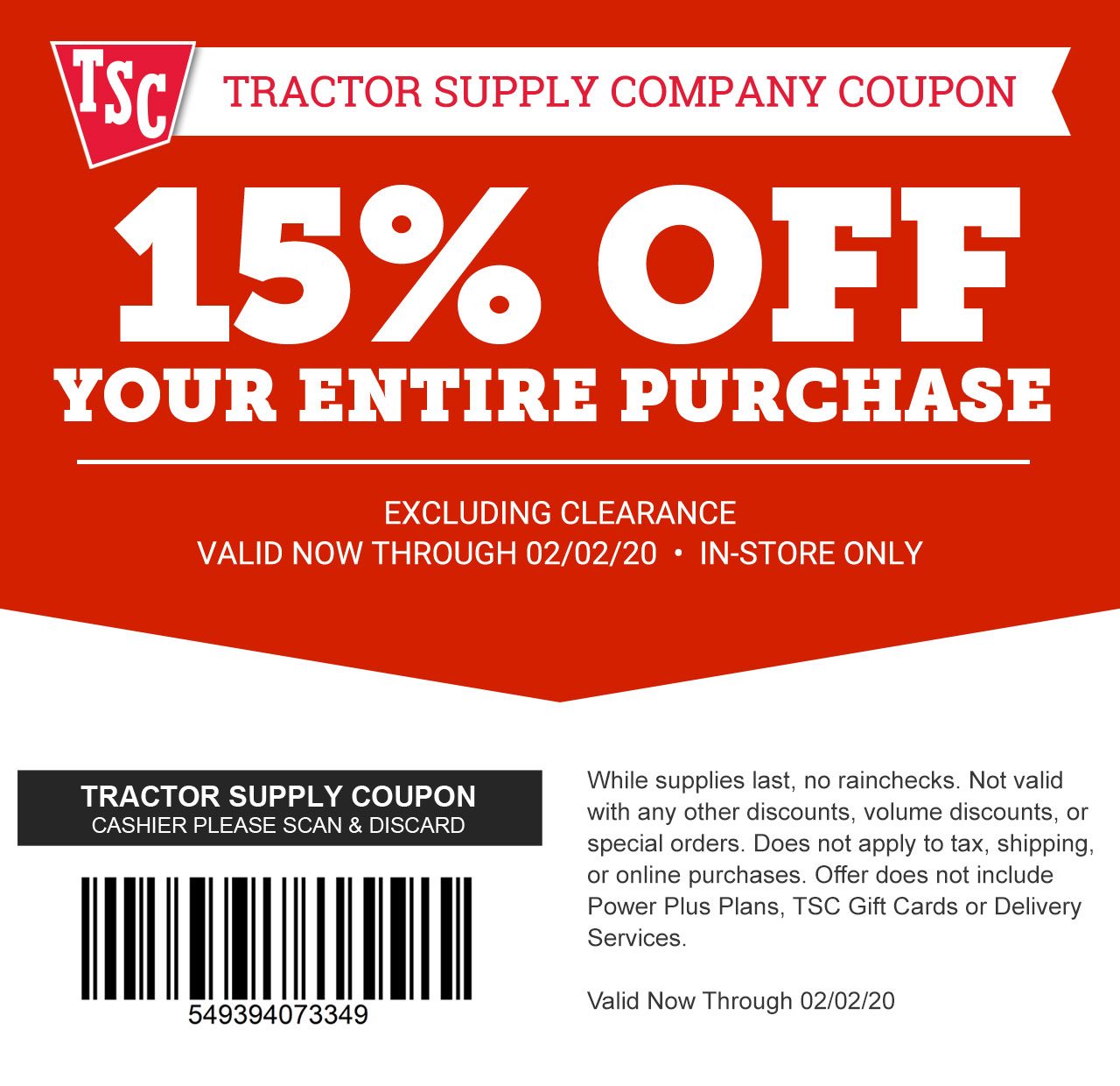 Coupon for 15% Off (Excluding Clearance) 