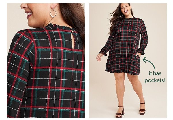 It has pockets! Model wearing maurices plaid dress.