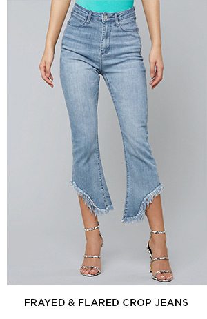 FRAYED & FLARED CROP JEANS