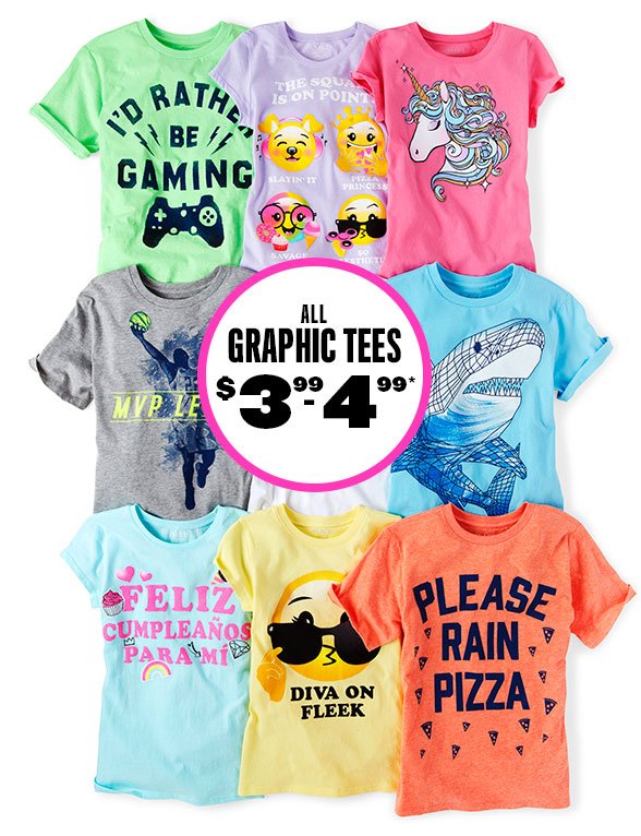 All Graphic Tees $3.99 to $4.99