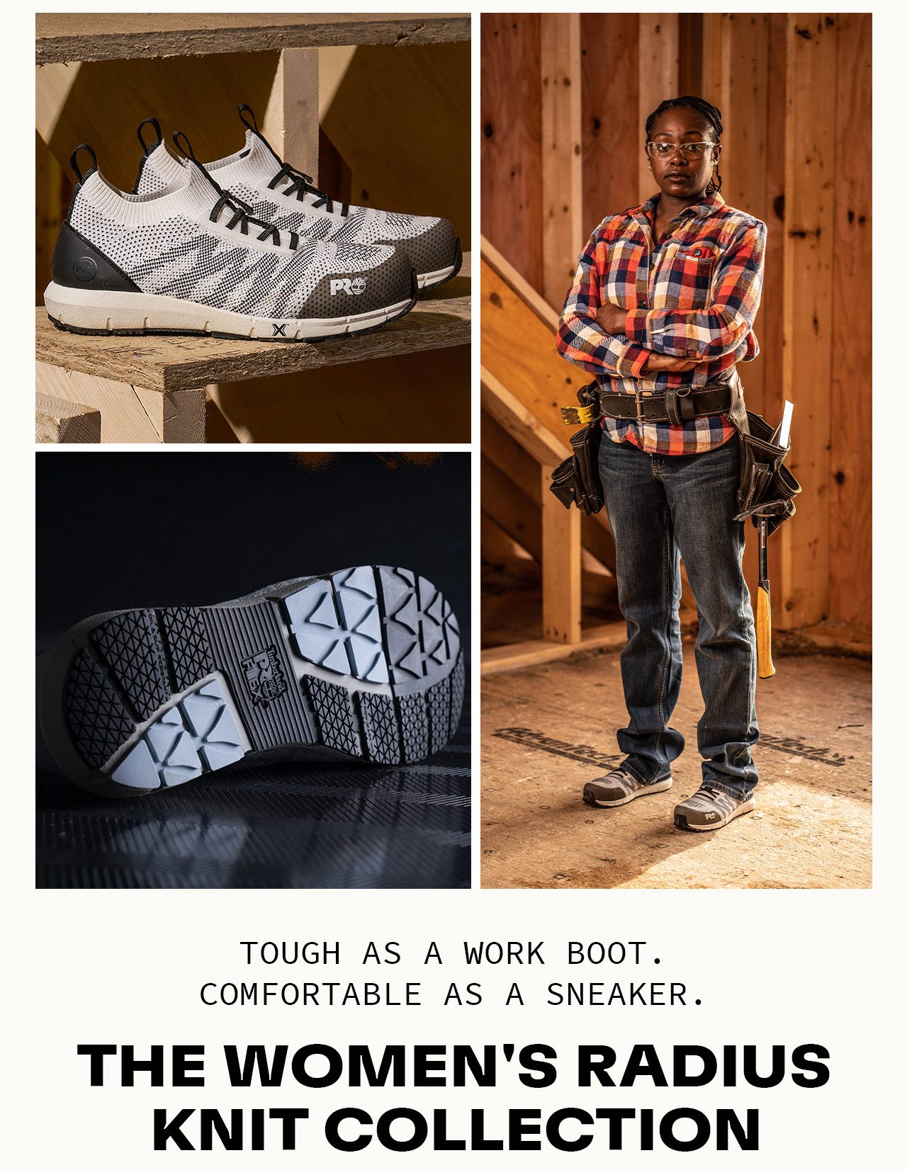 Tough As A Work Boot. Comfortable As A Sneaker. The Women's Radius Knit Collection