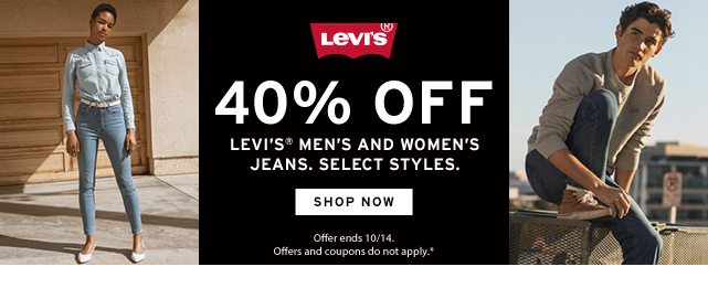 40% off men's and women's Levi jeans. shop now.