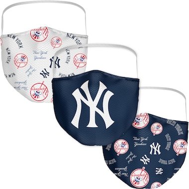 New York Yankees Fanatics Branded Adult All Over Logo Face Covering 3-Pack
