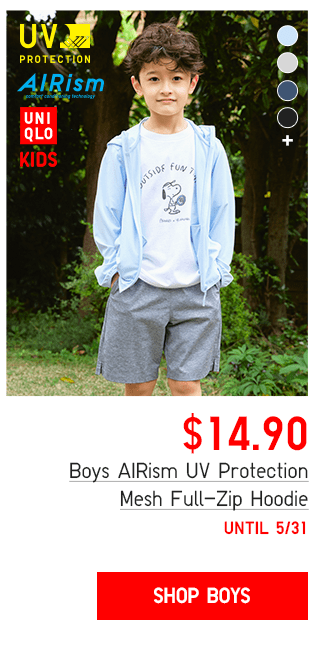 PDP7 - BOYS AIRISM MESH UV PROTECTION MESH FULL-ZIP HOODIE