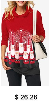 Santa Claus Print Long Sleeve Red T Shirt