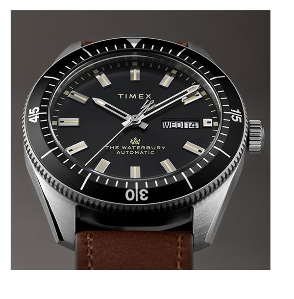 Waterbury Dive Automatic 40mm Leather Strap Watch