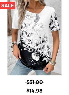 Black Lightweight Floral Print Short Sleeve T Shirt