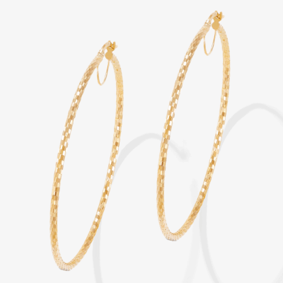 Diamond-cut Hoop Earrings 10K Yellow Gold 55mm