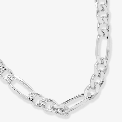 Solid Figaro Link Chain Necklace Sterling Silver 20''