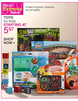 Shop Toys starting at 5.97 | Coupons do not apply.