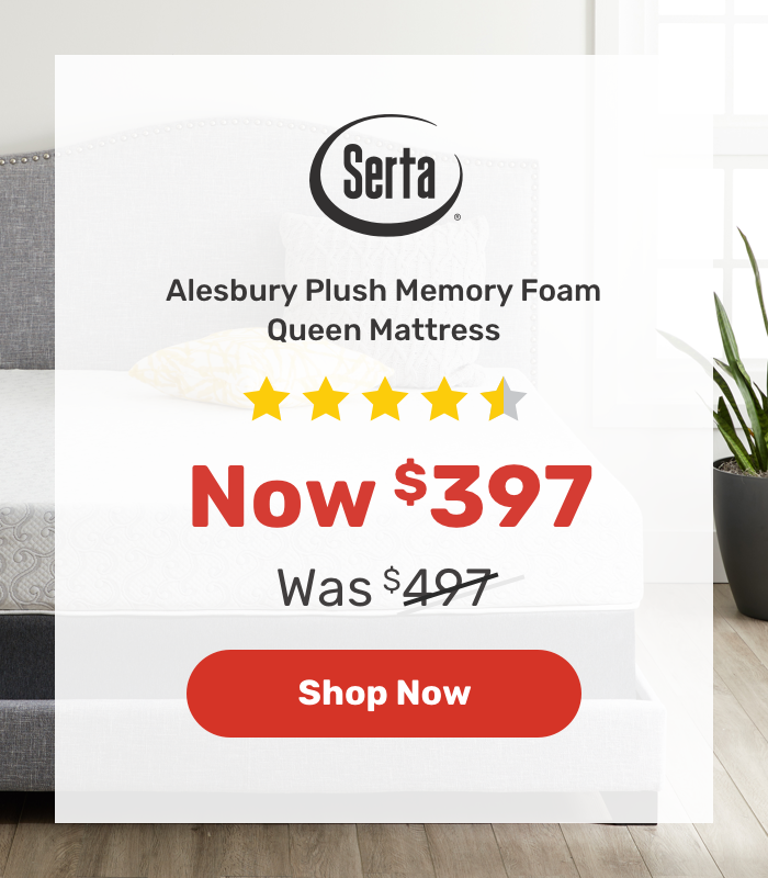 Serta Alesbury Plush Memory Foam Queen Mattress. Now $397. Shop Now.