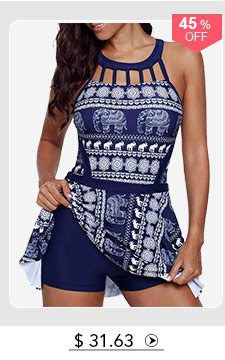 Cutout Neckline Animal Print Swimdress and Shorts