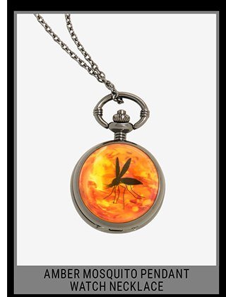 Amber Mosquito Pendant Watch Necklace