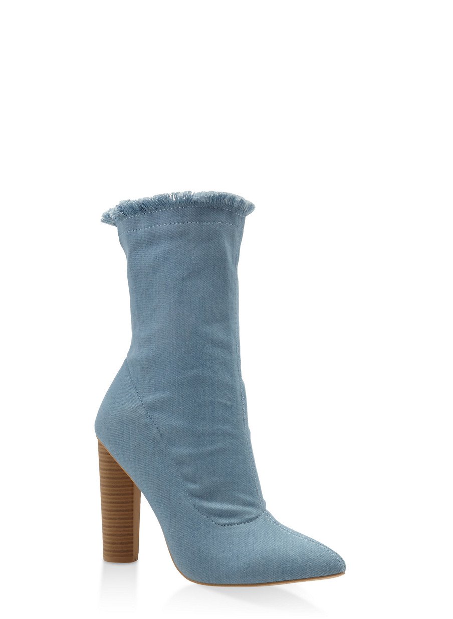 Frayed Denim Booties