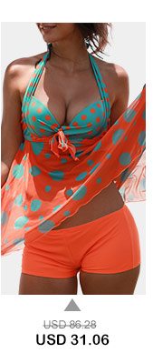 Asymmetric Hem Padded Open Back Printed Tankini Set