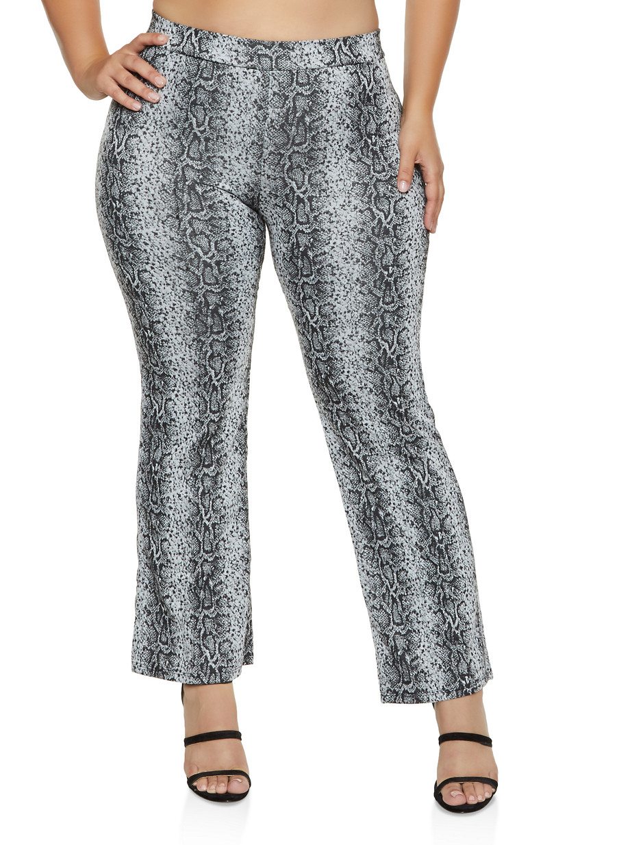 Plus Size Snake Print Pintuck Pants