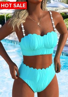 ROTITA Light Blue Bandeau Detail Bikini Set