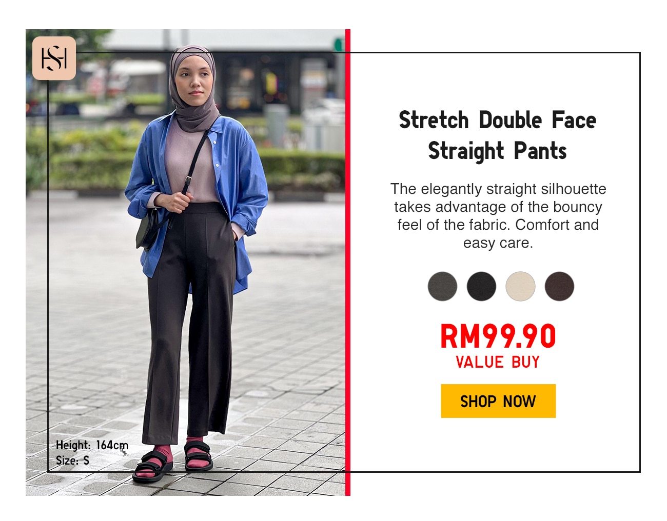 Stretch Double Face Straight Pants