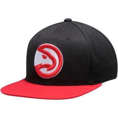 Atlanta Hawks Mitchell & Ness Logo Adjustable Central Snapback Hat - Black/Red