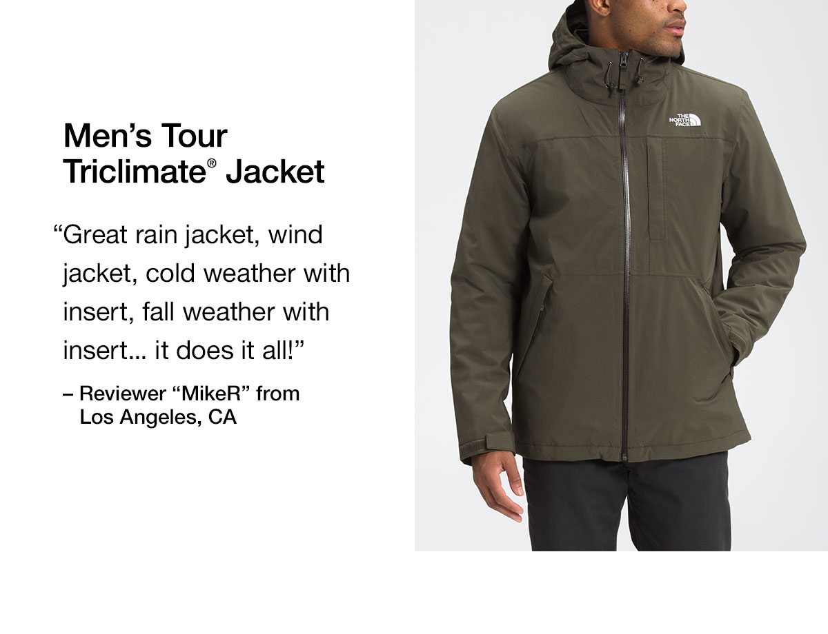 Men's Tour Triclimate Jacket. Great rain jacket, cold weather with insert, fall weather with insert... it does it all!