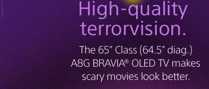 High-quality terrorvision. The 65" Class (64.5" diag.) A8G BRAVIA® OLED TV makes scary movies look better.