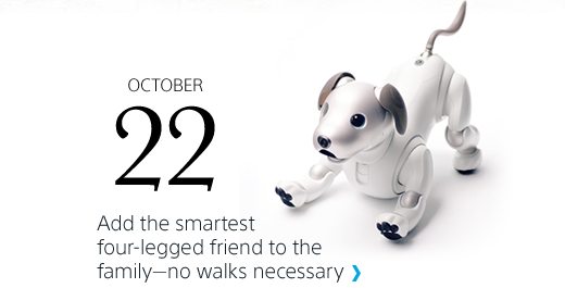 OCTOBER 22 | Add the smartest four–legged friend to the family—no walks necessary | Meet your new best friend: aibo