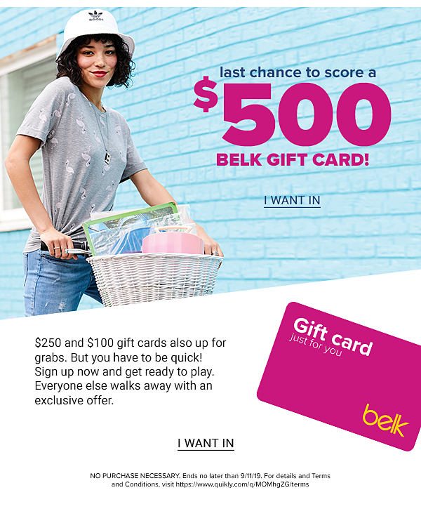 Act fast to score a $500 Belk Gift Card! I want in!