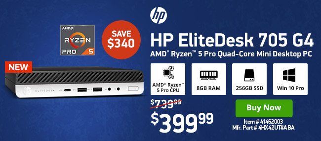 HP EliteDesk 705 G4 8GB 256GB SSD Mini PC | 41462003 | Shop Now