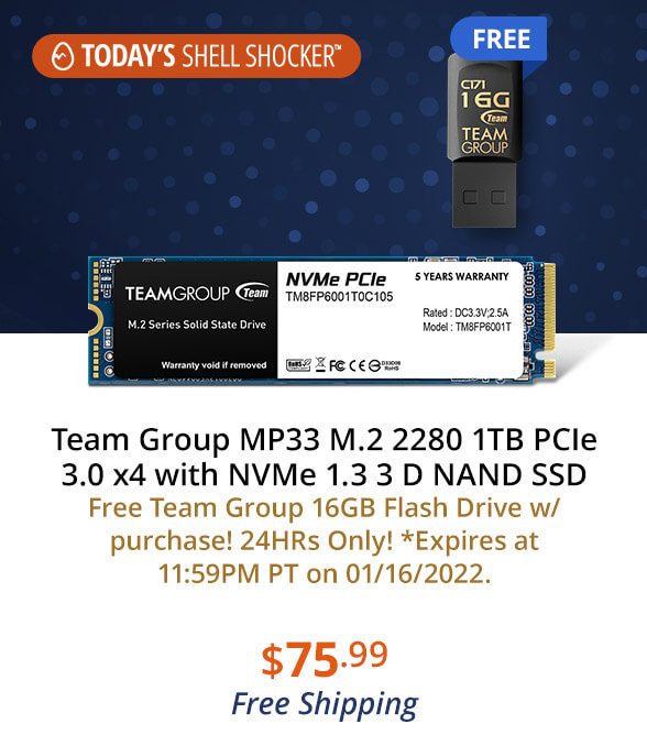 Team Group MP33 M.2 2280 1TB PCIe 3.0 x4 with NVMe 1.3 3 D NAND SSD
