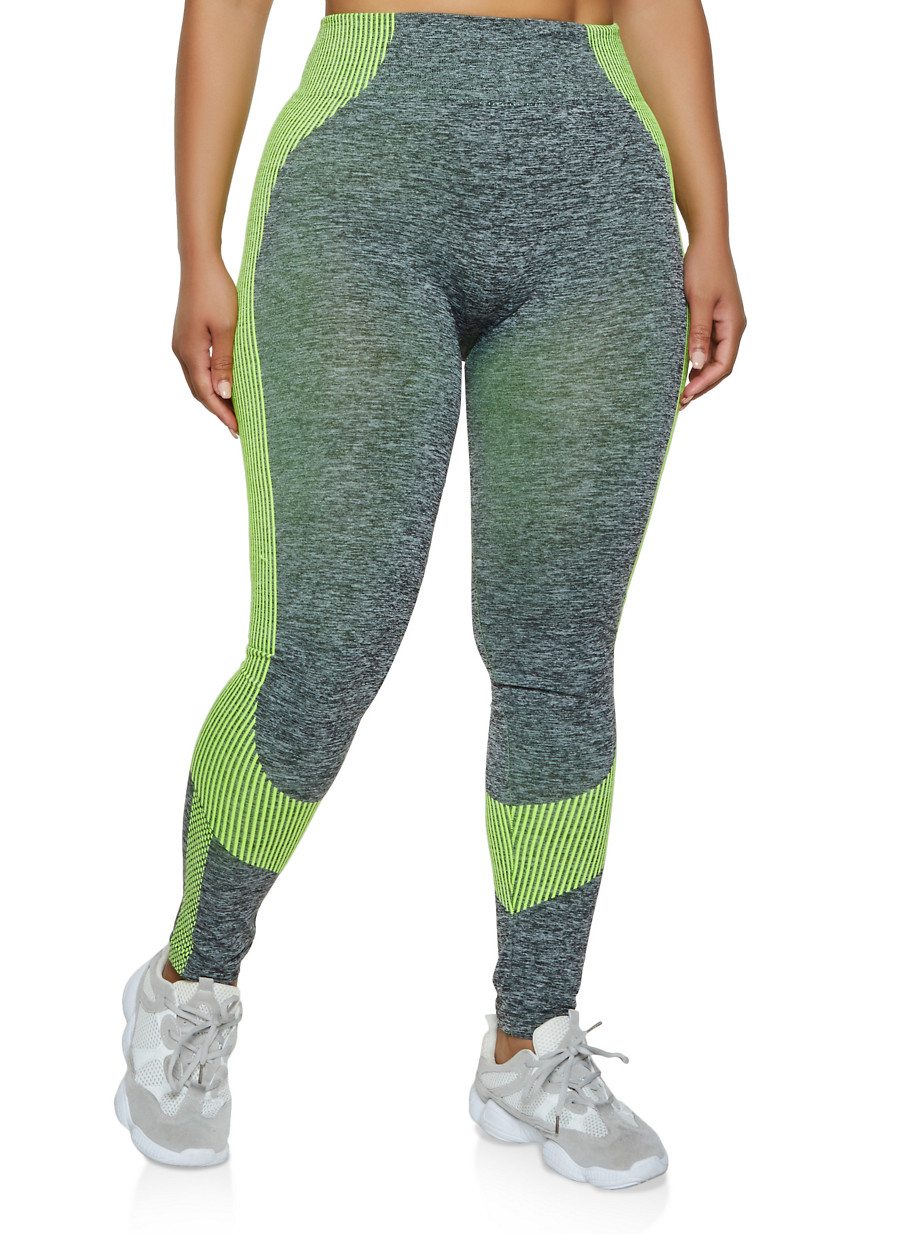 Plus Size Multi Stripe Detail Active Leggings