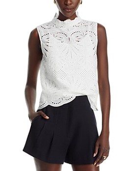 Aqua Lace Mock Neck Sleeveless Top - Exclusive