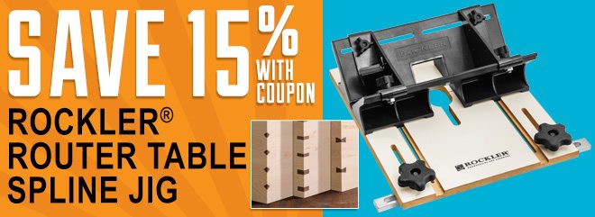 Save 15% with coupon on the Rockler Router Table Spline Jig