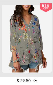 Three Quarter Sleeve Split Neck Blouse