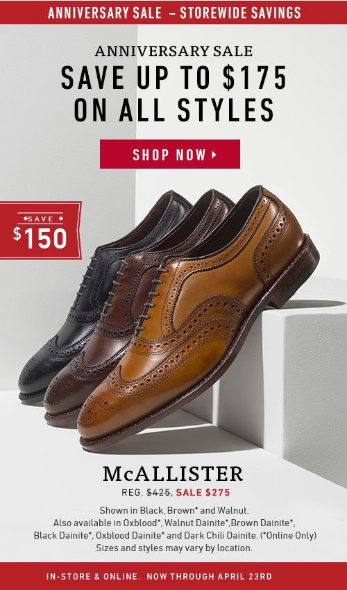 allen edmonds anniversary sale dates