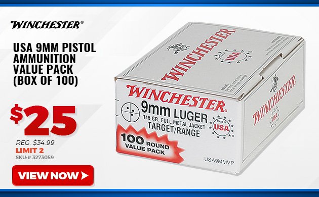 Winchester USA 9mm Pistol Ammunition Value Pack (Box of 100)