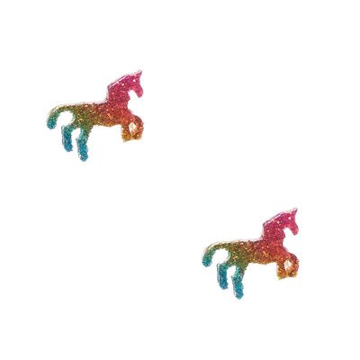 Glitter Rainbow Unicorn Stud Earrings
